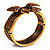 Swarovski Crystal Antique Gold Tone Bow Hinged Bangle Bracelet (Brown, Citrine, Amber Colour) - view 9