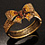 Swarovski Crystal Antique Gold Tone Bow Hinged Bangle Bracelet (Brown, Citrine, Amber Colour) - view 3