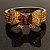 Swarovski Crystal Antique Gold Tone Bow Hinged Bangle Bracelet (Brown, Citrine, Amber Colour) - view 7