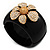 Black Resin Chunky Bangle with Gold Diamante Flower (Magnetic Closure) - view 6