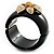 Black Resin Chunky Bangle with Gold Diamante Flower (Magnetic Closure) - view 3