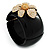 Black Resin Chunky Bangle with Gold Diamante Flower (Magnetic Closure) - view 7