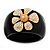 Black Resin Chunky Bangle with Gold Diamante Flower (Magnetic Closure) - view 8
