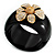 Black Resin Chunky Bangle with Gold Diamante Flower (Magnetic Closure) - view 4