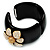Black Resin Chunky Bangle with Gold Diamante Flower (Magnetic Closure) - view 11