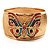 Wide Multicoloured Butterfly Mesh Bangle Bracelet (Gold Tone) - 18cm Length