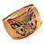 Wide Multicoloured Butterfly Mesh Bangle Bracelet (Gold Tone) - 18cm Length - view 8