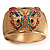 Wide Multicoloured Butterfly Mesh Bangle Bracelet (Gold Tone) - 18cm Length - view 3