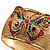 Wide Multicoloured Butterfly Mesh Bangle Bracelet (Gold Tone) - 18cm Length - view 6