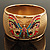 Wide Multicoloured Butterfly Mesh Bangle Bracelet (Gold Tone) - 18cm Length - view 2