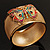 Wide Multicoloured Butterfly Mesh Bangle Bracelet (Gold Tone) - 18cm Length - view 11