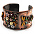 Copper Butterfly & Flowers Enamel Cuff Bangle (Multicoloured) - view 4