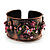 Copper Crystal Floral Enamel Cuff Bangle (Pink) - view 3