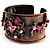 Copper Crystal Floral Enamel Cuff Bangle (Pink) - view 4