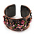 Copper Crystal Floral Enamel Cuff Bangle (Pink) - view 5