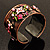 Copper Crystal Floral Enamel Cuff Bangle (Pink) - view 7