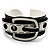 Stylish Chunky Acrylic Belt Cuff Bangle (Black & White) - up to 18cm wrist