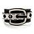 Stylish Chunky Acrylic Belt Cuff Bangle (Black & White) - up to 18cm wrist - view 5