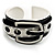 Stylish Chunky Acrylic Belt Cuff Bangle (Black & White) - up to 18cm wrist - view 6