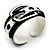 Stylish Chunky Acrylic Belt Cuff Bangle (Black & White) - up to 18cm wrist - view 2