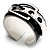 Stylish Chunky Acrylic Belt Cuff Bangle (Black & White) - up to 18cm wrist - view 7