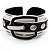 Stylish Chunky Acrylic Belt Cuff Bangle (White & Black) - up to 18cm wrist