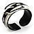 Stylish Chunky Acrylic Belt Cuff Bangle (White & Black) - up to 18cm wrist - view 7