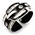 Stylish Chunky Acrylic Belt Cuff Bangle (White & Black) - up to 18cm wrist - view 8