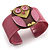 Funky Owl Plastic Cuff Bangle (Pink, Beige & Olive) - view 2