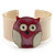 Funky Owl Plastic Cuff Bangle (Antique White, Pink & Deep Pink)