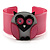 Funky Owl Plastic Cuff Bangle (Pink, Black & Beige)