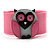 Funky Owl Plastic Cuff Bangle (Pink, Black & Beige) - view 3