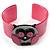 Funky Owl Plastic Cuff Bangle (Pink, Black & Beige) - view 4