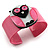 Funky Owl Plastic Cuff Bangle (Pink, Black & Beige) - view 2