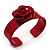 Crimson Acrylic Rose Cuff Bangle - view 2