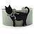 Kitty With Crystal Bow Pale Green Plastic Cuff Bangle - view 3