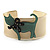 Kitty With Crystal Bow Cream Plastic Cuff Bangle