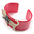 Kitty With Crystal Bow Pale Pink Plastic Cuff Bangle - view 3