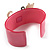 Kitty With Crystal Bow Pale Pink Plastic Cuff Bangle - view 4