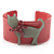 Kitty With Crystal Bow Pale Pink Plastic Cuff Bangle