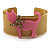 Kitty With Crystal Bow Mustard Plastic Cuff Bangle