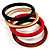 Set Of 4 Plastic Bangles (Gold, Brown, Black & Red) - 18cm Length