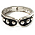 Black Enamel Studded Hinge Bangle Bracelet ( Silver Tone) - 18cm Length - view 9