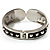 Black Enamel Studded Hinge Bangle Bracelet ( Silver Tone) - 18cm Length - view 3