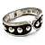 Black Enamel Studded Hinge Bangle Bracelet ( Silver Tone) - 18cm Length - view 10