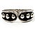 Black Enamel Studded Hinge Bangle Bracelet ( Silver Tone) - 18cm Length - view 11