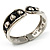 Black Enamel Studded Hinge Bangle Bracelet ( Silver Tone) - 18cm Length - view 7