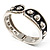 Black Enamel Studded Hinge Bangle Bracelet ( Silver Tone) - 18cm Length - view 5