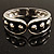 Black Enamel Studded Hinge Bangle Bracelet ( Silver Tone) - 18cm Length - view 2