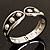 Black Enamel Studded Hinge Bangle Bracelet ( Silver Tone) - 18cm Length - view 6